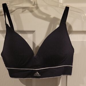 adidas Black Padded Sports Bralette with Contrast Trim